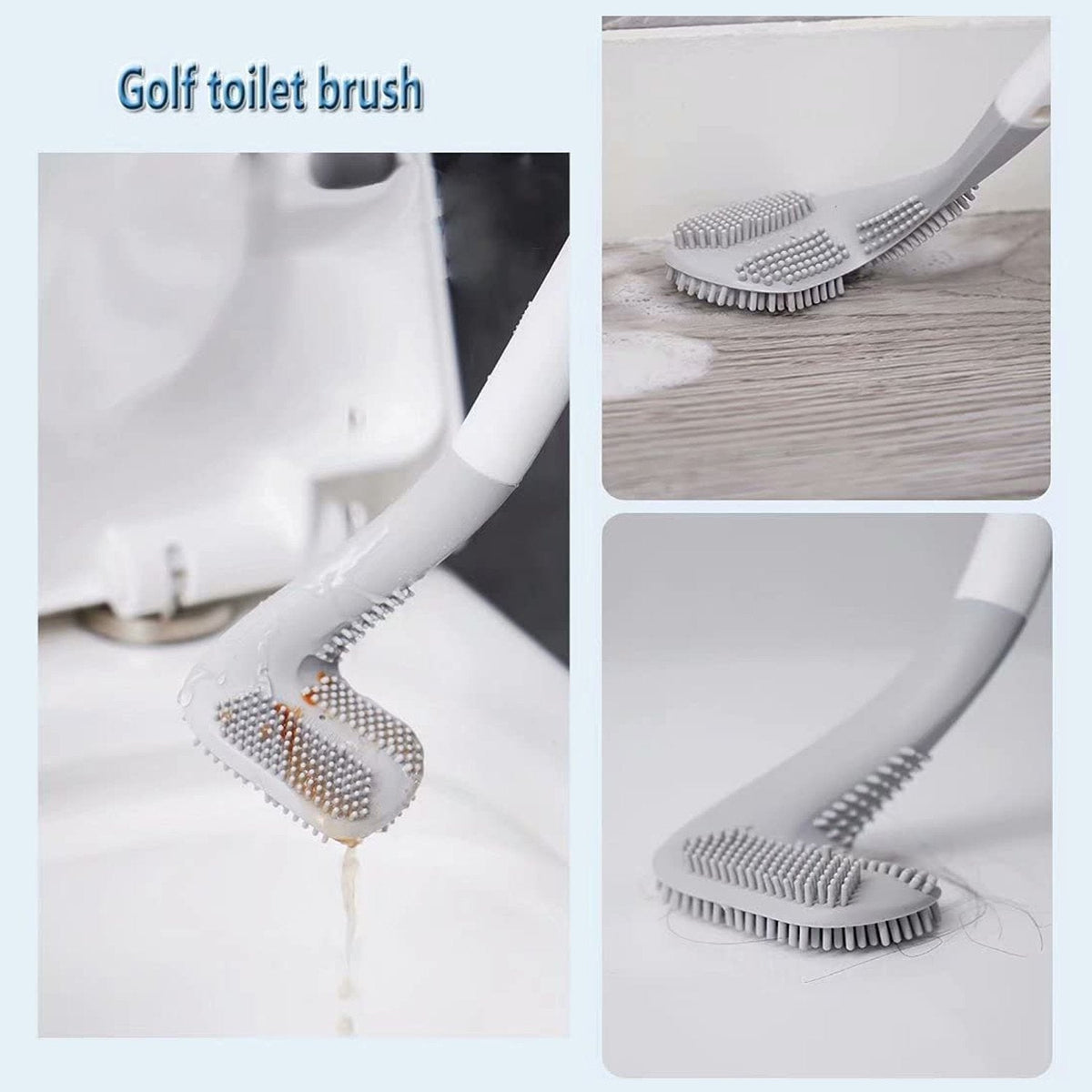 Silicone Golf Toilet Cleaner Brush with Long Handle Wall Mounted Bathroom Cleaning Brush