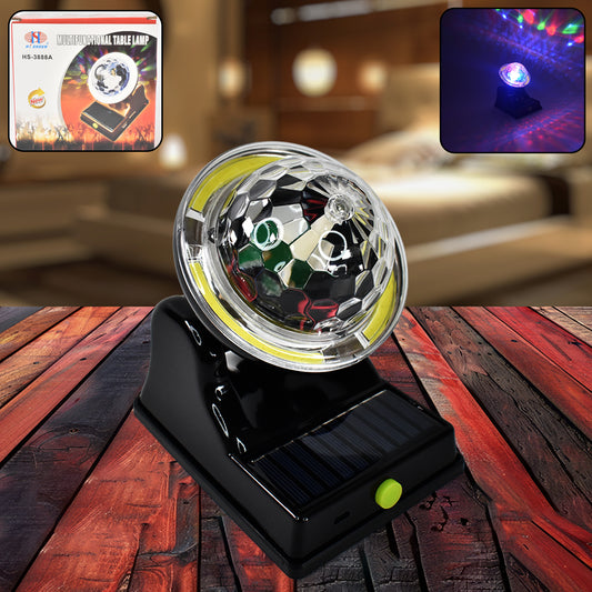 Multifunctional Solar 2 Modes Light Party Disco Light (1 Pc) Rotating Magic Light | Multi-Angle Adjustable | USB Rechargeable | Power Bank Function