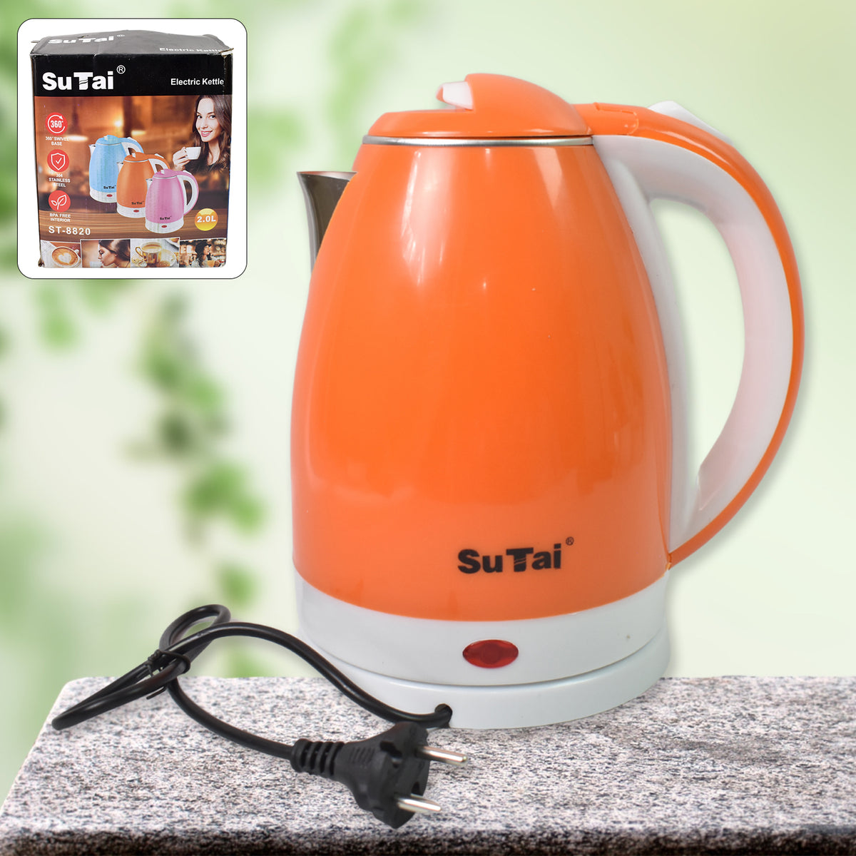 2 Litre Stainless Steel Electric Kettle 1500 to 2000W Fast Boiling Water Kettle with Auto Shut Off Boil Dry Protection and 360 Degree Cordless Base