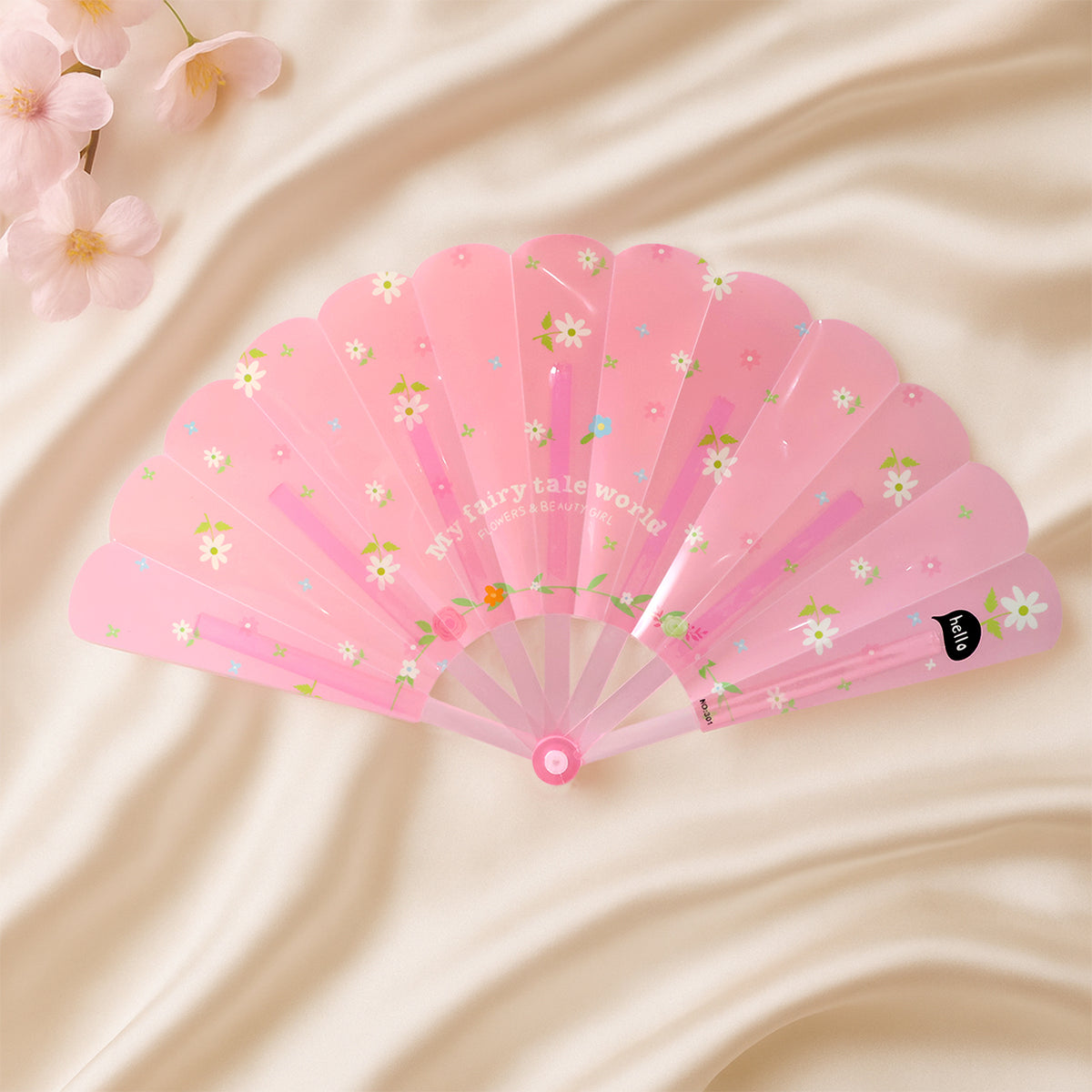 Foldable Hand Fan with Floral Print – Lightweight Portable Handheld Fan (1 Pc)