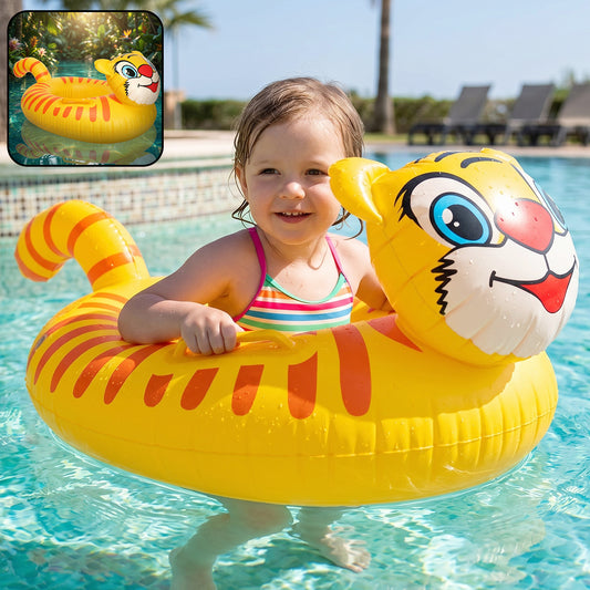 Inflatable Kids Swimming Ring Cartoon Animal Shape Pool Float Swim Tube for Pool Beach Water Play and Summer Outdoor Fun (1 Pc)