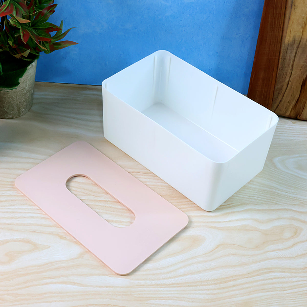 Modern Tissue Box Holder - (1 Pc) Sleek Rectangular Case | Smooth Slide-Lid | Easy-Pull Slot | Table, Bathroom & Office Organizer