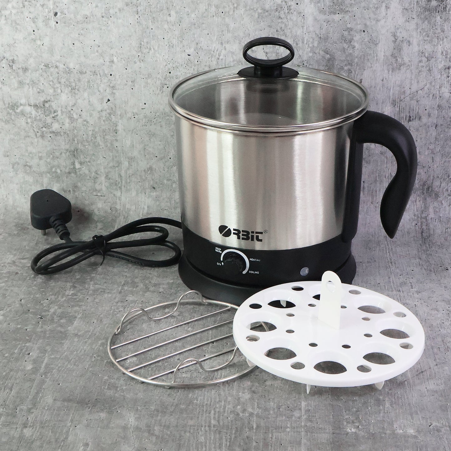 Orbit 650W Electric Idli Cooker and Steamer Stainless Steel Multi Function Steaming Pot for Idli, Dhokla, Momos and Healthy Cooking (1 Pc)