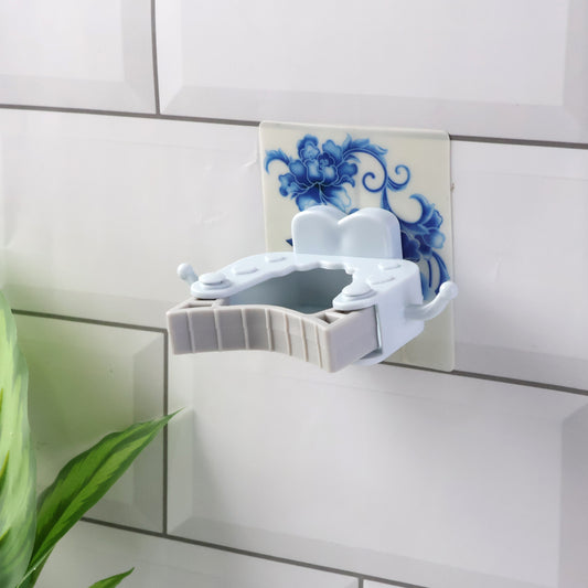 Wall Mounted Mop And Broom Holder Clip (1 Pc) | Heavy-Duty Self-Adhesive Organizer with Hook | Drill-Free Installation