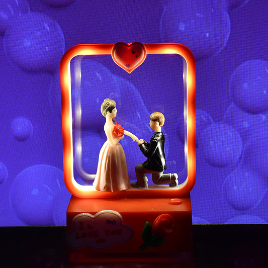 Romantic Led Love Couple Decorative Night Lamp Showpiece (1 Pc) with Proposal Figurine | Valentine Gift • Bedroom & Home Décor Light