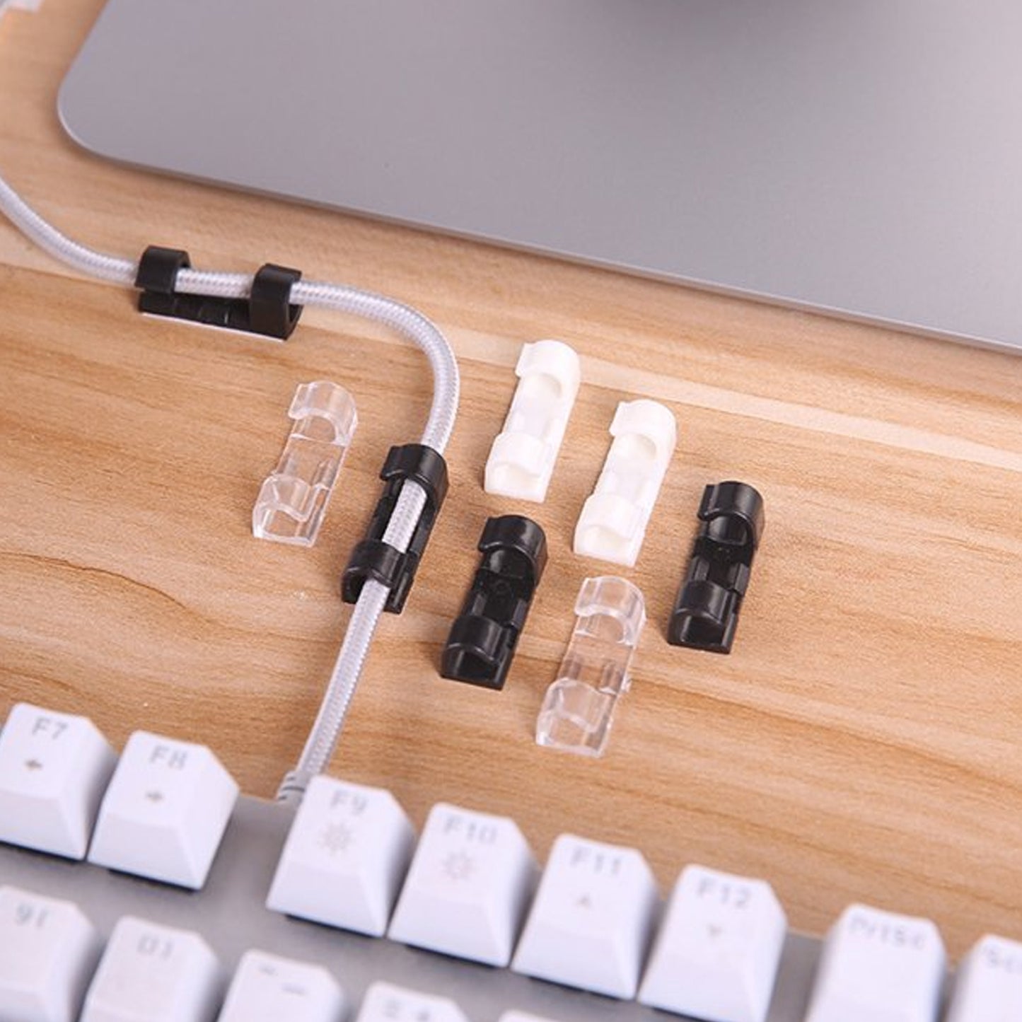 Self Adhesive Cable Clips Wire Organizer Cord Holder Strong Adhesive Cable Management Clips for USB Charging Cables TV Wires Office Home and Car (20 Pcs)