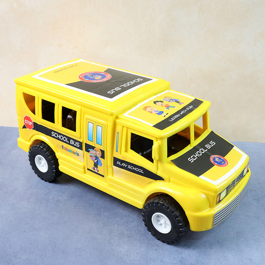 Funwoods Friction-powered School Bus Toy - 1 Pc | Large Push-and-Go Vehicle with Sturdy Wheels, Bright Graphics & Safe Rounded Edges