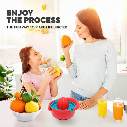 Manual Orange Juicer Hand Press 300 ML Food Grade ABS Citrus Juicer with Strainer and Juice Cup for Orange Lemon and Mosambi Pack of 1