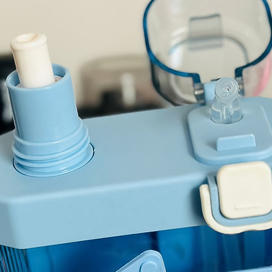 2 in 1 Dual Compartment Water Bottle With Straw (1 Pc, Multi Color)