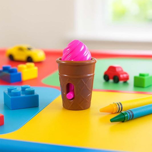 Mini Ice Cream Cone Toy – Cute Miniature Pretend Play Toy for Kids – Colorful Plastic Collectible Ice Cream Design with Movable Parts, Safe and Lightweight Pocket Toy for Role Play, Return Gifts and Dollhouse Sets (1 Pc)