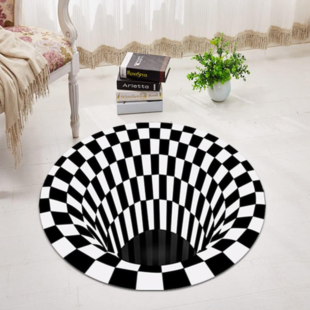 3d Space Round Carpet Floor Mat Non-woven Doormat (1 Pc, 78 Cm) | | Non-Slip Area Rug | Anti-Skid Decorative Floor Mat