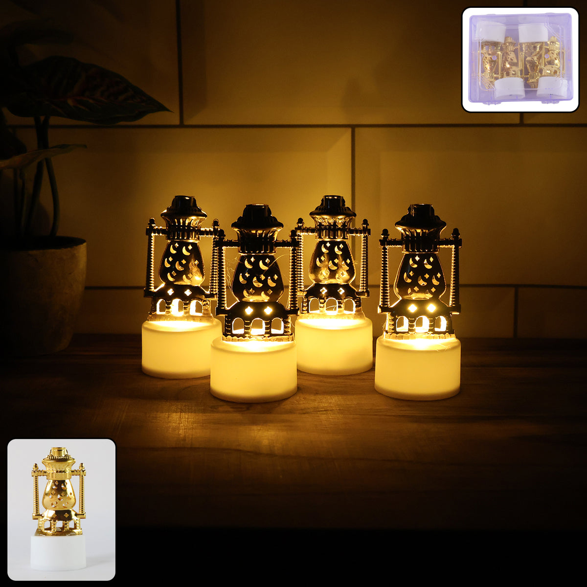Mini Lantern-style Flameless Led Tealights - (4 Pc) Warm Yellow Flickering Light for Home Décor, Festivals, Weddings, Parties & Events