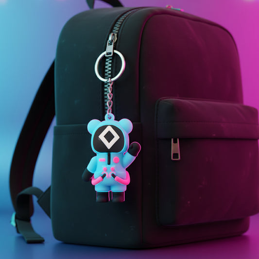 Cute Character Themed Soft Silicone Keychain with Metal Ring and Chain Cartoon Figure Bag Pendant Key Holder and Decorative Accessory (1 Pc Random Design)
