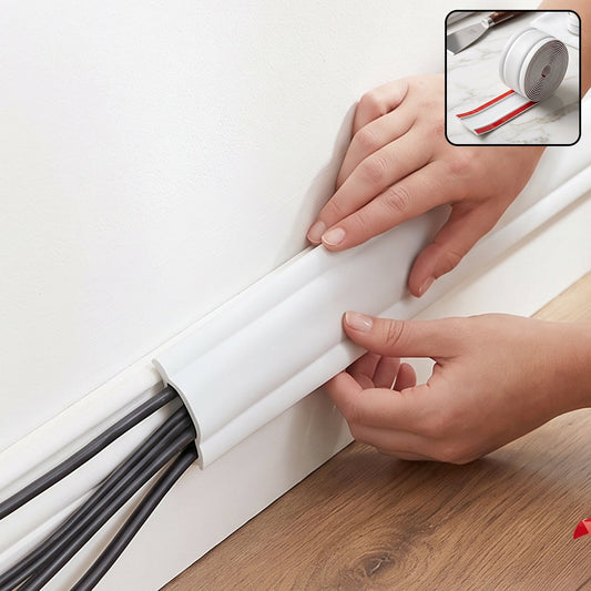 Adhesive Cable Protector Cord Cover 3 Meter Self Adhesive PVC Wire Hider Channel for Floor Wall TV Computer Charger and Home Office Cable Management (1 Pc)
