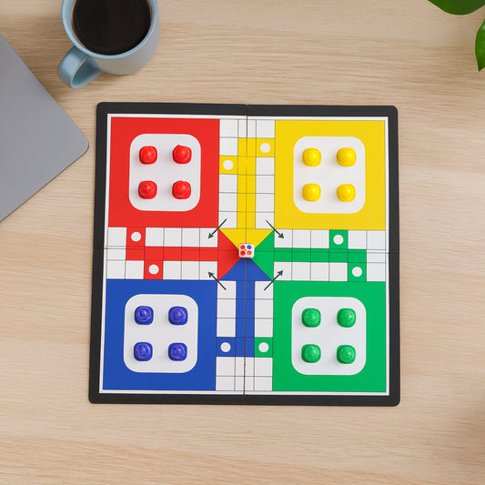 Pocket Ludo Travel Board Game - (1 Set) Foldable Playing Board | 16 Pawns & Dice Included | Family Fun Anytime, Anywhere
