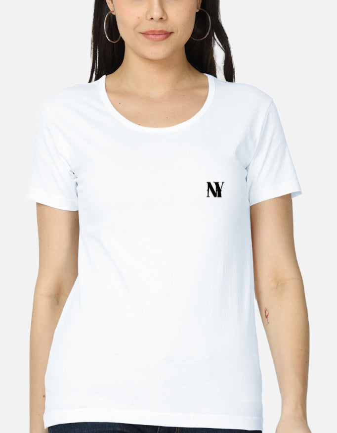 NAYAAH Premium Women's Classic 100% Cotton 180 GSM Regular Fit T-Shirt – Soft Breathable Everyday Essential Wear - White