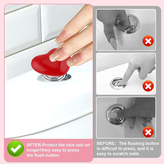 Multipurpose Cabinet Door Handle Drawer Shoes Cabinet Wardrobe Children's Room Cartoon Heart-Shaped Knob Pulls Toilet Press Button Toilet Flush Button Helper for Home Bathroom | Yellow (4 Pc)
