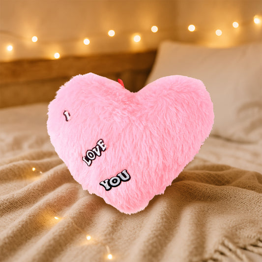 Soft Plush Heart Shape Cushion With "I Love You" (1 Pc) Decorative Valentine Gift Pillow for Couples, Anniversaries & Romantic Occasions