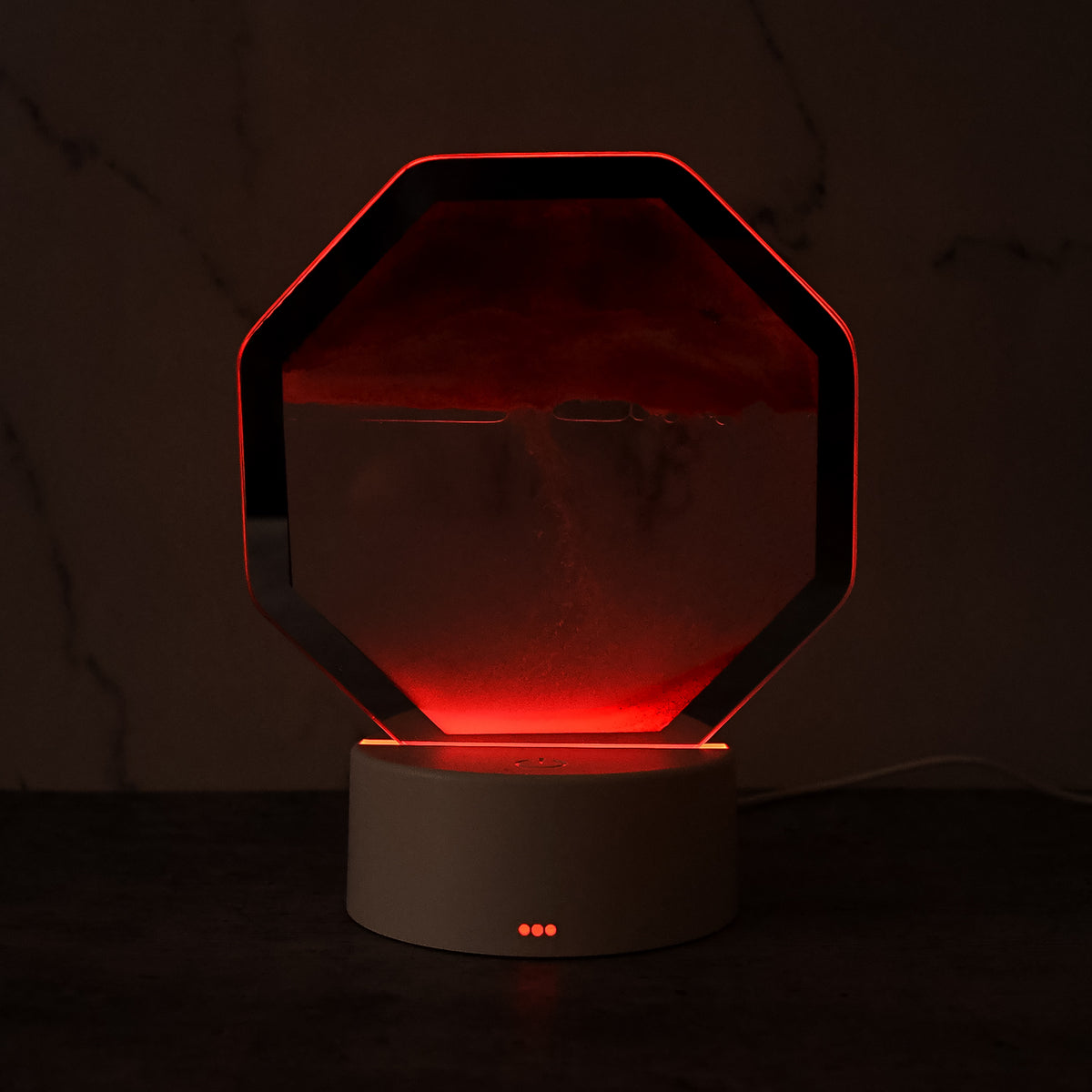 LED Moving Sand Art Table Lamp USB Rechargeable & Battery Operated | Rotating Desktop Décor | Stress-Relief Art Lamp