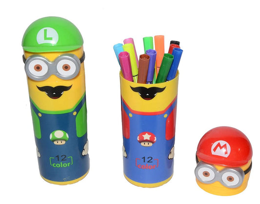Minions Sketch Pen Set with Attractive Storage Case – Pack of 12 Colorful Drawing and Coloring Pens for Kids