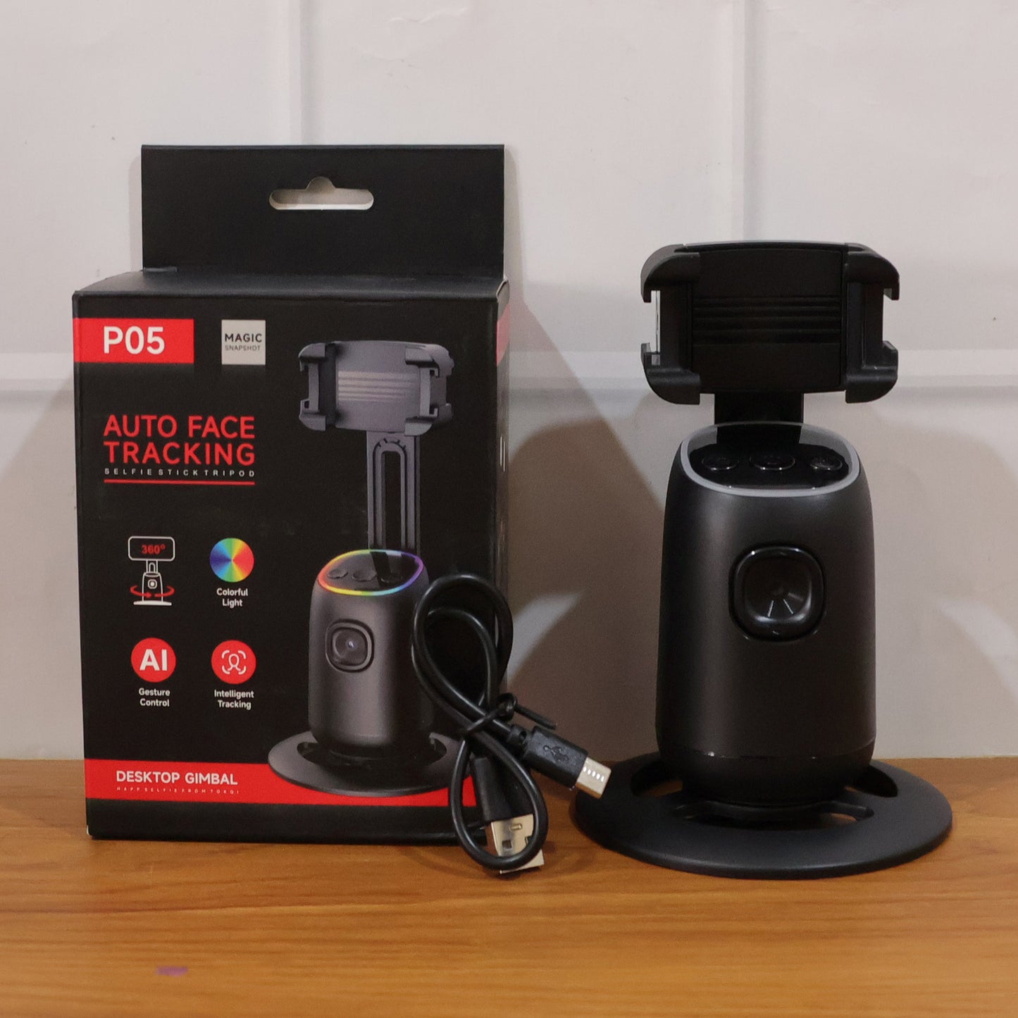Smart AI Auto Face Tracking Mobile Holder Stand 360 Degree Rotating Phone Holder for Video Recording, Live Streaming and Content Creation (1 Pc)
