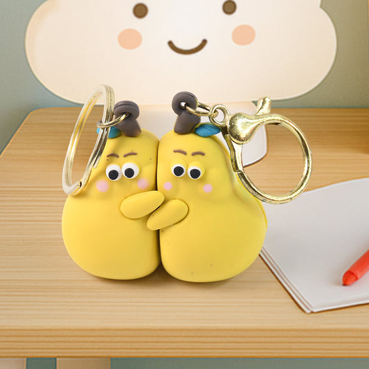 2-in-1 Cute Cartoon Couple Keychain Soft Rubber Hugging Pair Keychains for Couples Friends Gifts and Bag Accessories