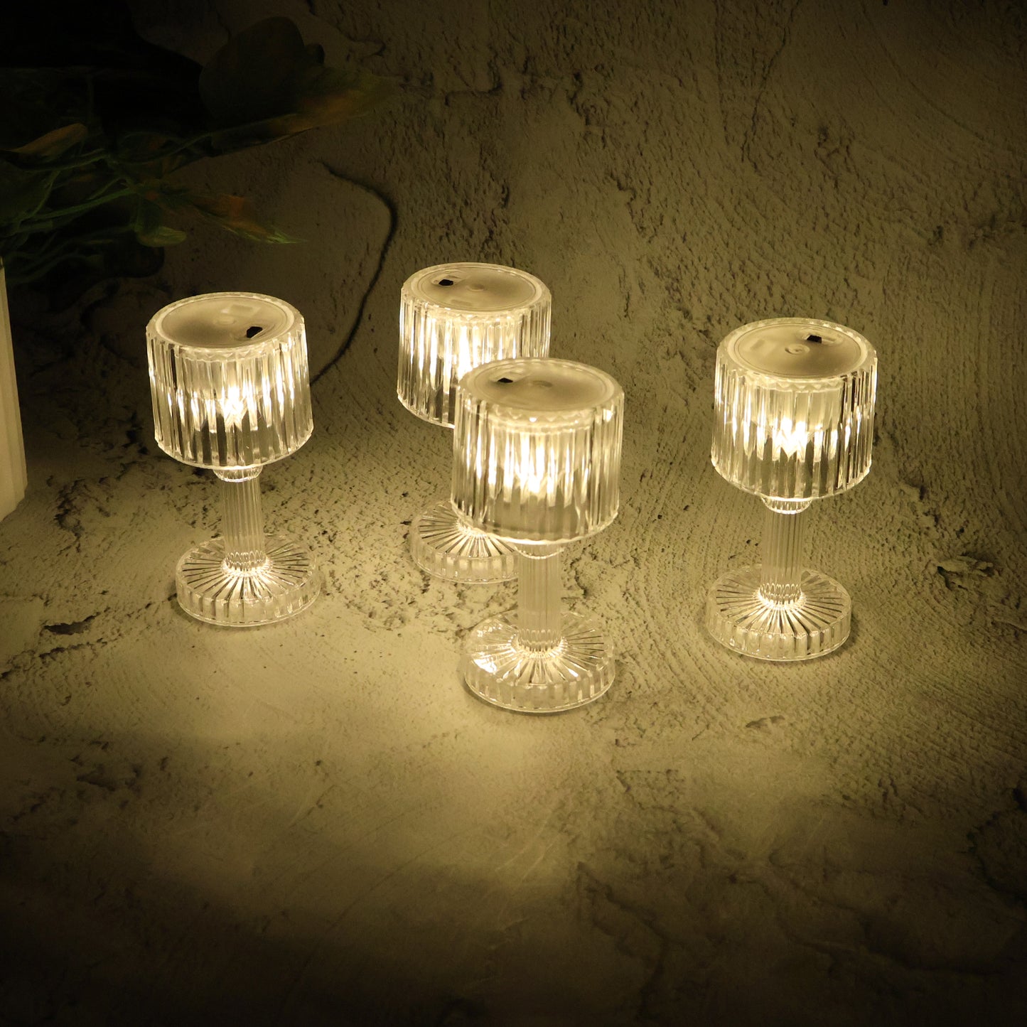 Set of 4 LED Crystal Effect Table Lamps Battery Operated Decorative Mini Desk Lights for Home Restaurants Weddings Festive Decor Diwali Table Centerpiece Lights