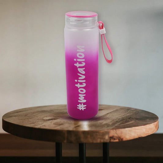 Colorful Portable Unbreakable Glass Water Bottle with Rubber Band – 350 ml