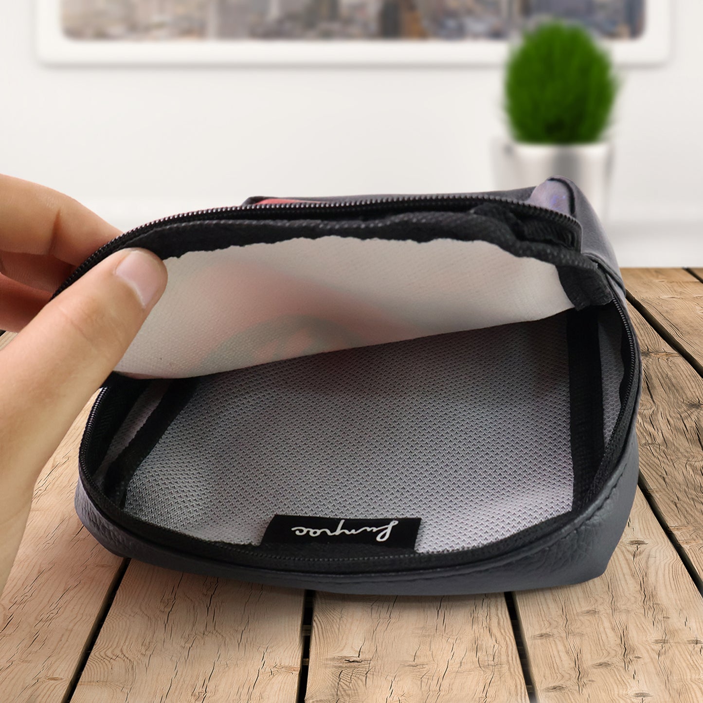 Handcrafted Multipurpose Faux Leather Zipper Pouch with Traditional Art Print Utility Organizer for Makeup Stationery Travel Accessories and Daily Essentials
