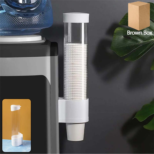 Automatic Paper Cup Dispenser Holder (1 Pc) | Wall Mounted Transparent Cup Storage with Dustproof Lid | Hygienic & Space-Saving Organizer
