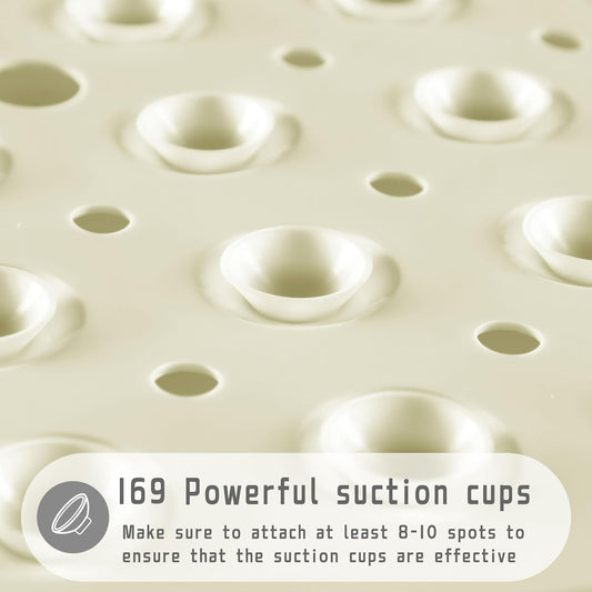 Anti Slip Bath Mat 53 x 53 Cm Waterproof PVC Shower Safety Mat with Suction Cups for Bathroom Bathtub (1 Pc)
