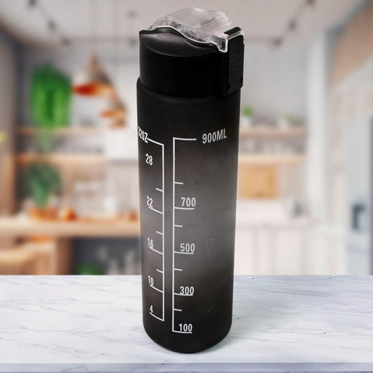 Plastic Black Motivational Water Bottle With Straw (900 Ml) | BPA-Free Tritan | Leakproof | Portable Gym & Outdoor Bottle