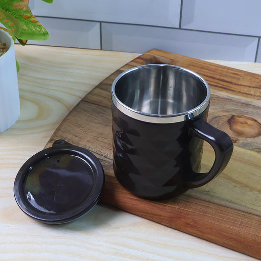 Apex Insulated Tea & Coffee Mug - (1 Pc) Metal Inner Cup | Cool-Touch Outer Body | Easy-Grip Handle | Leak-Resistant Lid