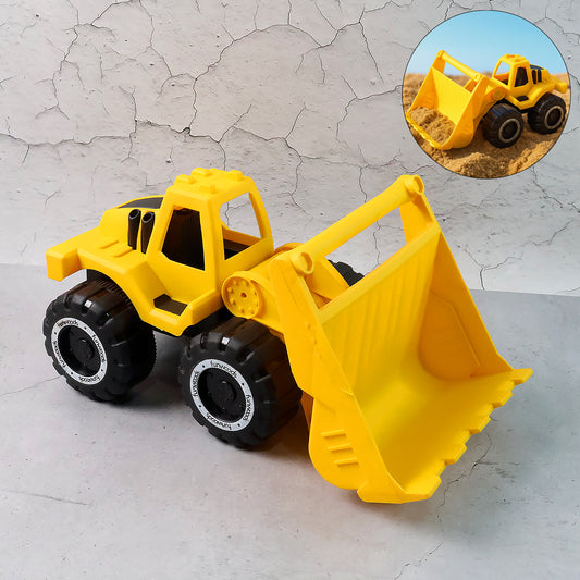 Funwoods Friction-powered Front Loader Bulldozer Toy - (1 Pc) Heavy-Duty Construction Truck with Movable Bucket & Wide Grip Tyres | Battery-Free Push-and-Go