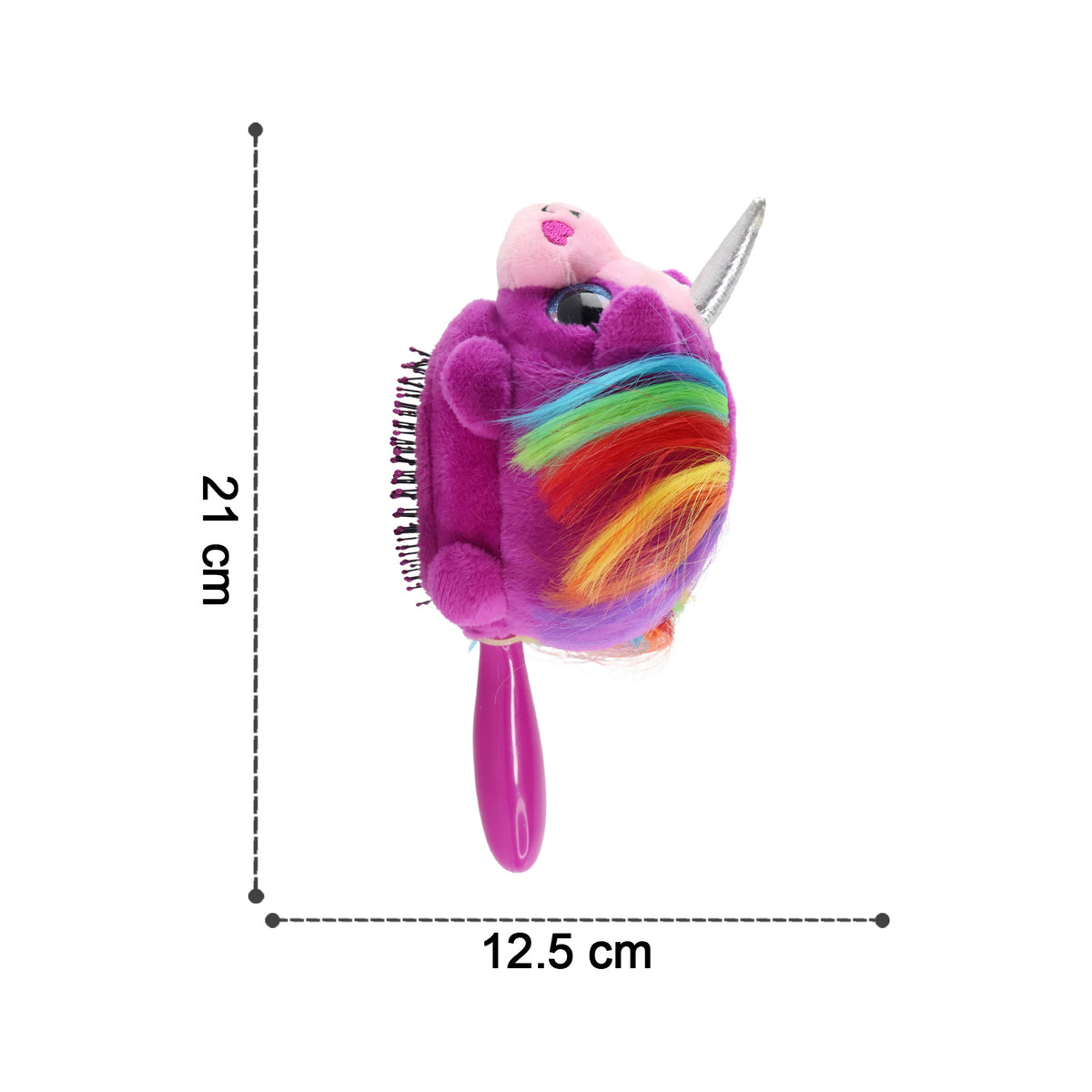Kids Unicorn Plush Hair Brush - (1 Pc) Soft Cushion Bristles • Gentle on Scalp • Easy-Grip Handle