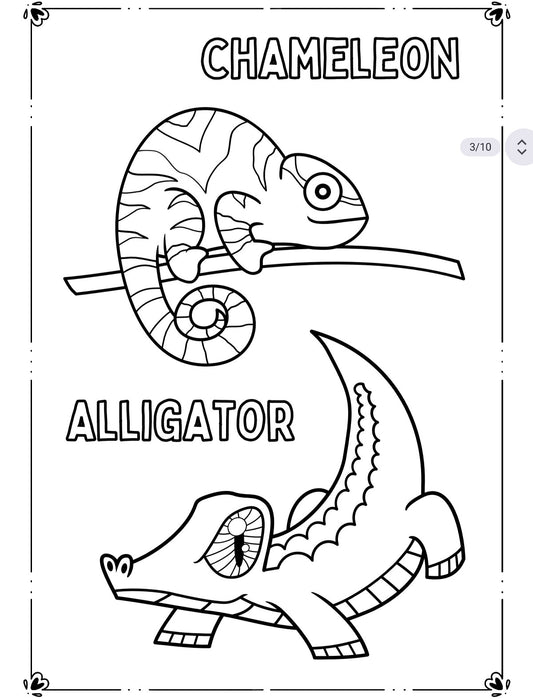 Wildlife Animals Coloring Book for Kids – Printable PDF Digital Download | Wild Animal Learning, Coloring and Creativity Activity eBook | 10 Pages