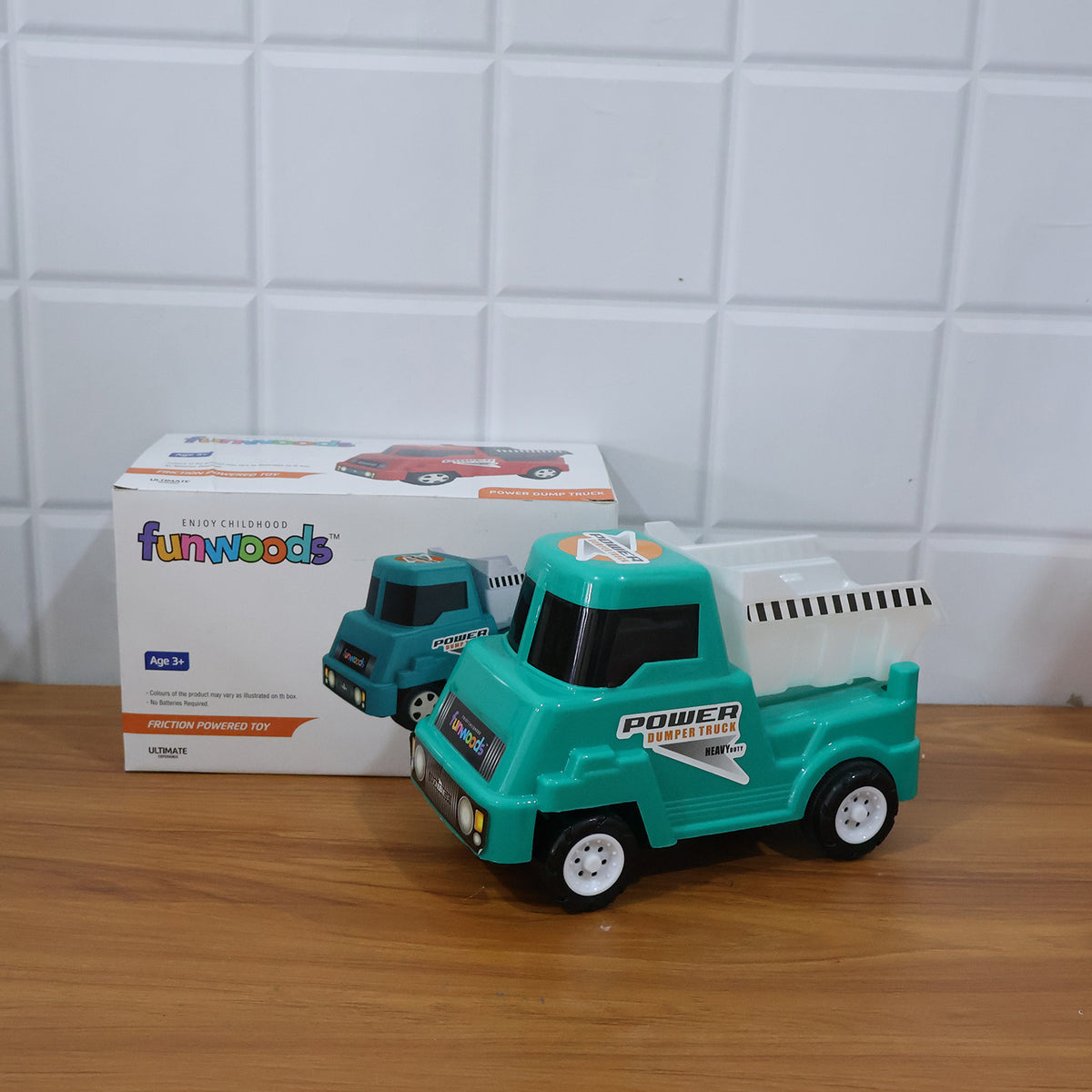 Funwoods Kids Power Dumper Truck Toy (1 Pc) Friction Powered Heavy-Duty Construction Vehicle with Moving Dumper