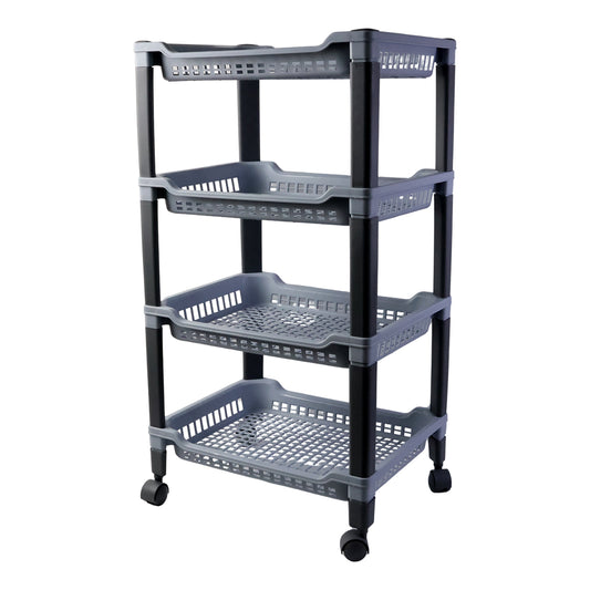 Apex 4 Layer Big Multipurpose Plastic Storage Rack Durable Kitchen and Home Organizer Shelf Stand for Vegetables Fruits Toys and Household Items (1 Pc)