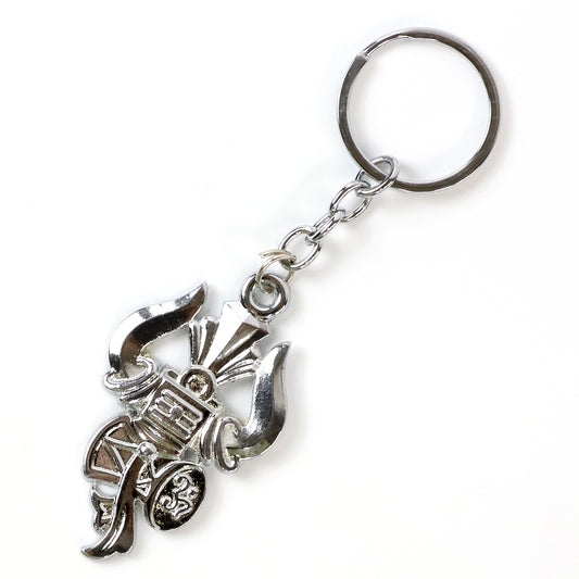 Trishul Damru Shiv Symbol Silver Keychain (1 Pc)