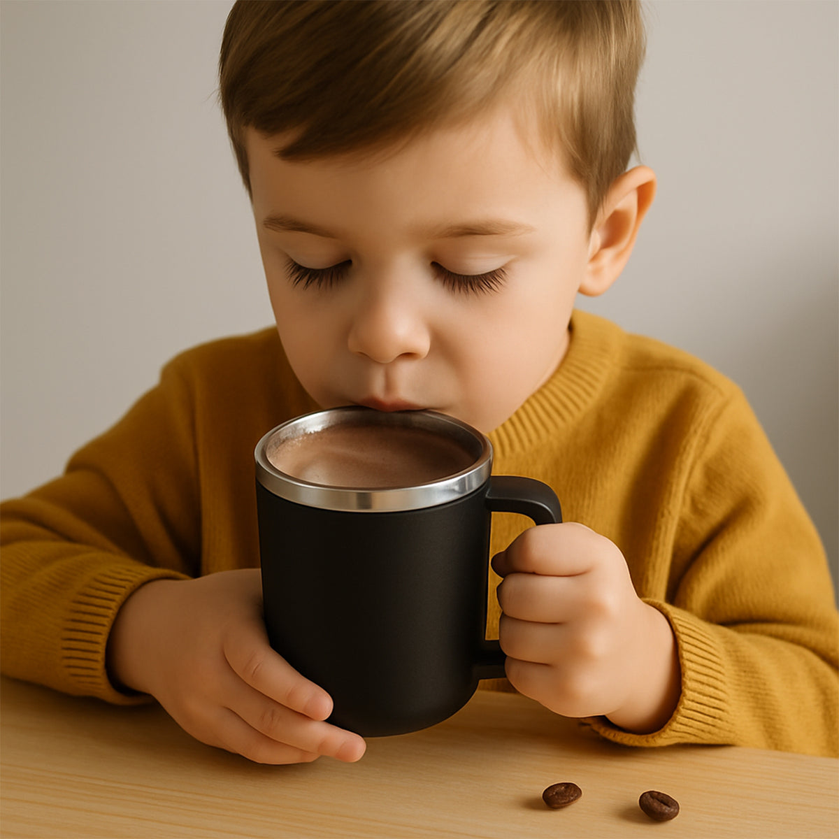 Apex Happy Mug with Silicone Lid - 400ml (1 Pc) | Double Wall Insulated Coffee/Tea Mug | Steel Inner | Matte Finish Travel Mug