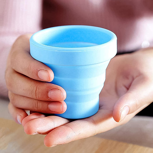 Round Silicone Foldable Glass, Foldable Travel Mug Without Lid, Silicone Mug, Camping Cup, Lightweight Travel Drinking Mug, Fancy Stylish Mug (1 Pc)