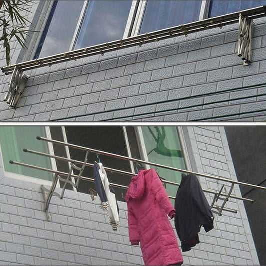 Wall Mounted Extendable Clothes Drying Rack Stainless Steel Foldable Clothes Rail Towel Rack Airer for Bathroom Laundry Balcony Indoor Outdoor Use (1 Pc)
