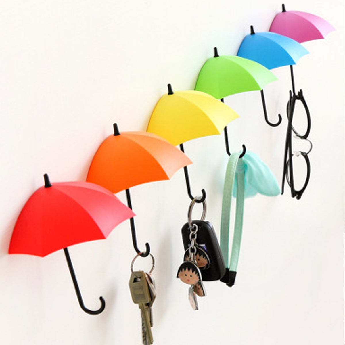 Colourful Umbrella Key Holder | Self-Adhesive Wall Hook & Storage Organizer for Home, Kitchen & Bathroom