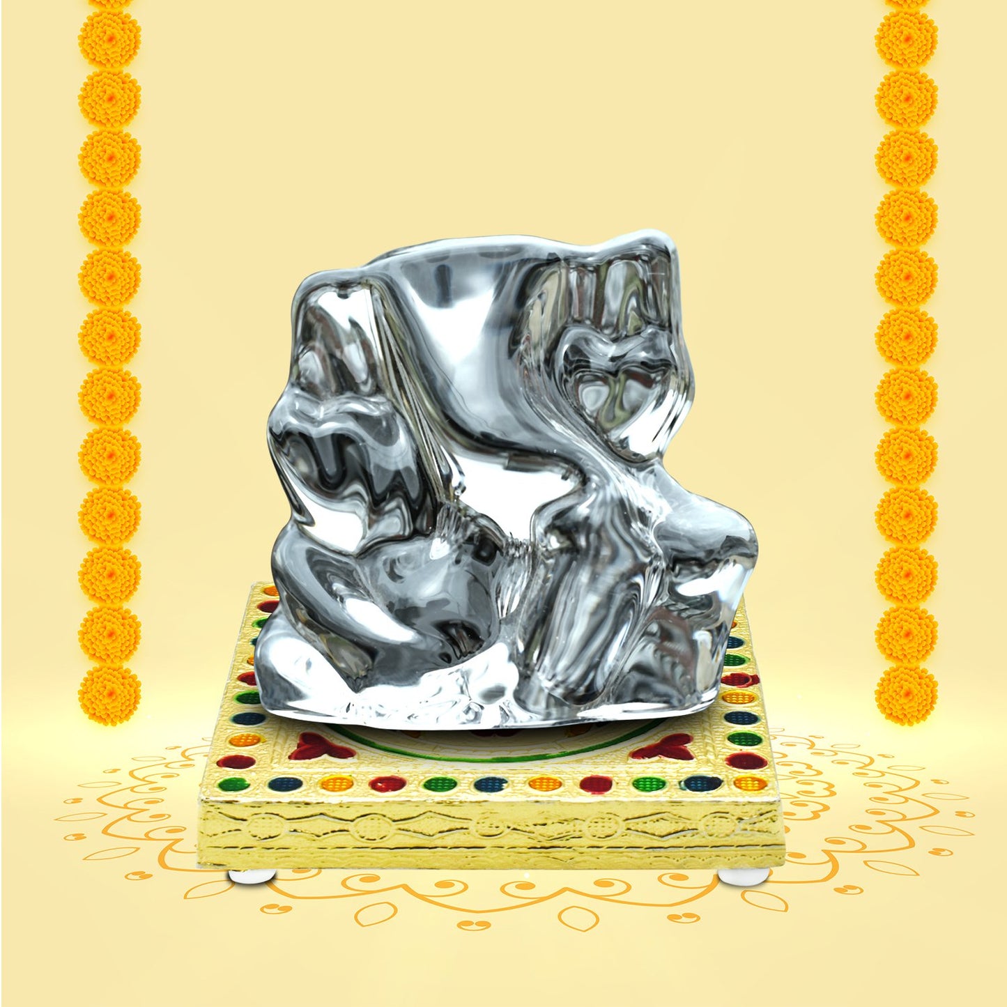 Fancy Wooden Designer Bajot Decorative Pooja Chowki for Home Temple, Religious Ceremonies, Festivals and Home Décor (1 Pc)