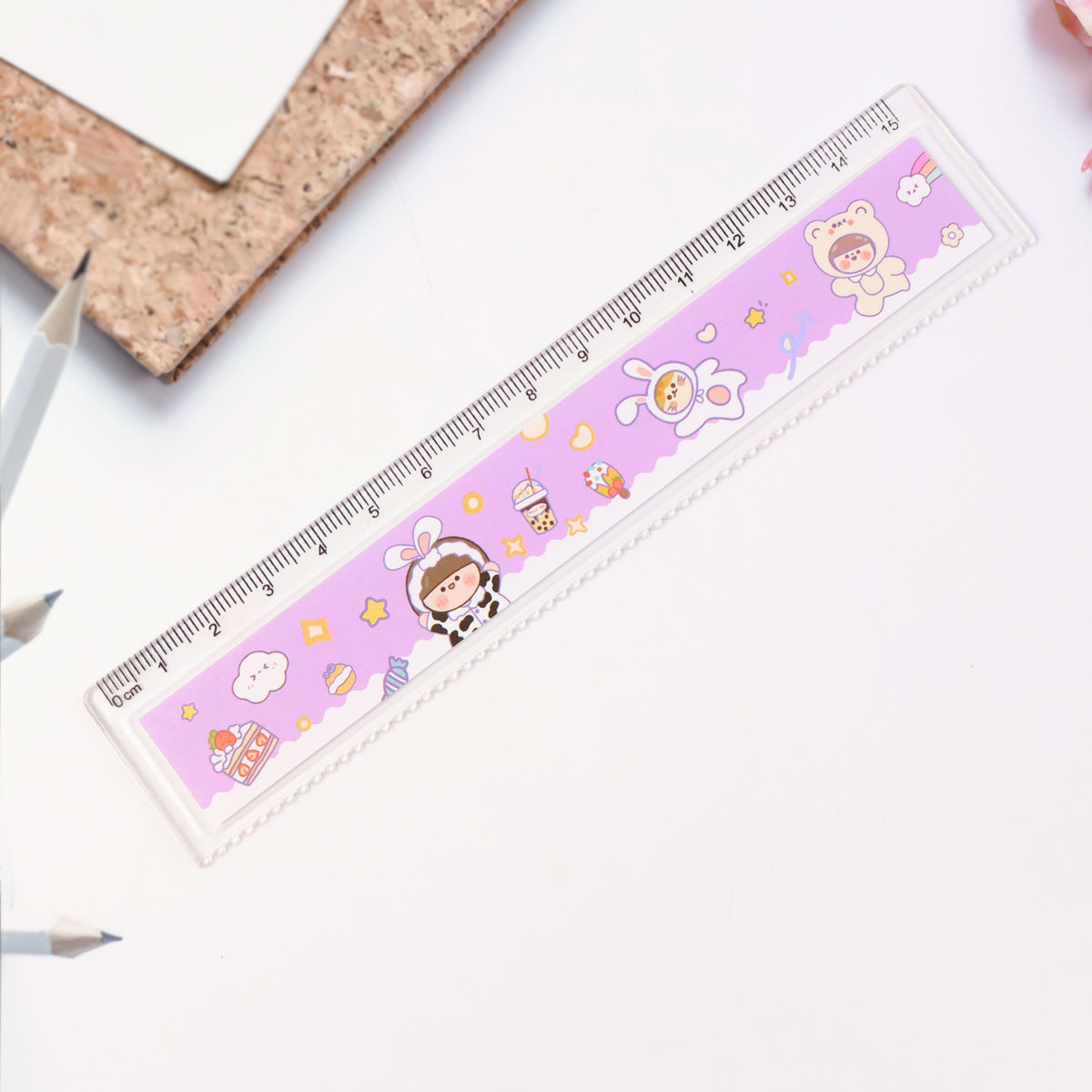 Premium Cute Cartoon Plastic Ruler for Kids (1 Pc) – Durable School Measuring Scale Kit with Clear Markings for Drawing, Geometry, Craft Work & Classroom Use