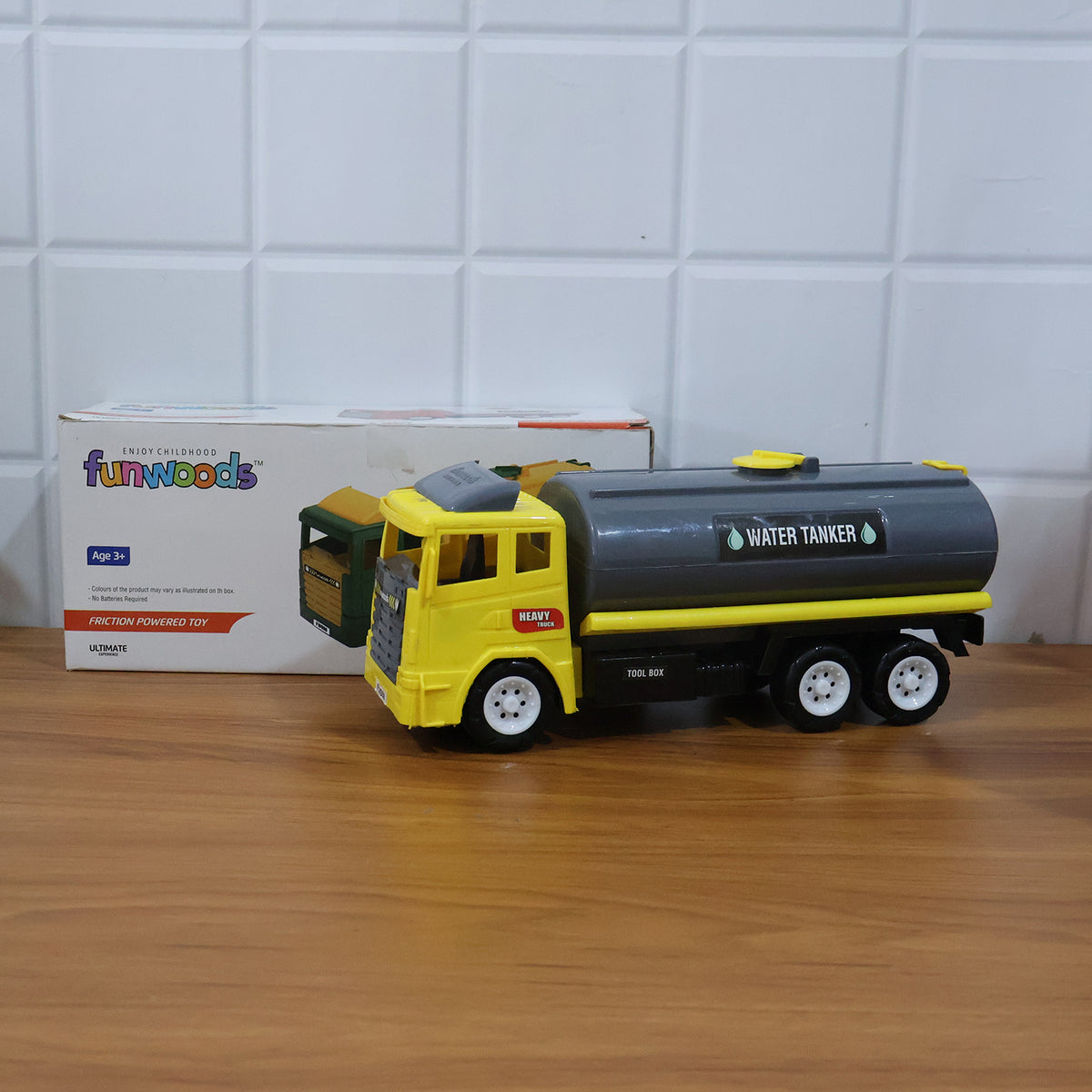 Funwoods Water Tanker Toy Truck - (1 Pc) Free-Wheel Push & Go | Durable ABS Build | Realistic Detailing & Rolling Wheels