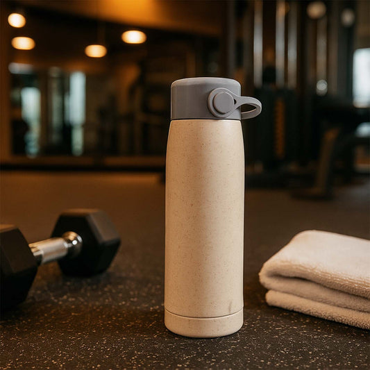 High Portable Water Bottle Creative Wheat Fragrance Glass Bottle 380ml | Wide Mouth | Leak-Proof | Borosilicate Glass | On-the-Go Hydration