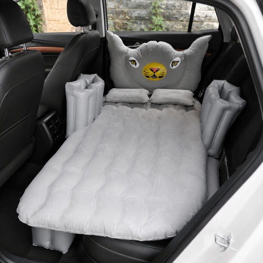 Car Air Mattress Bed Set Tiger Design Inflatable Back Seat Travel Bed with Electric Air Pump Pillows and Side Cushions (1 Set)