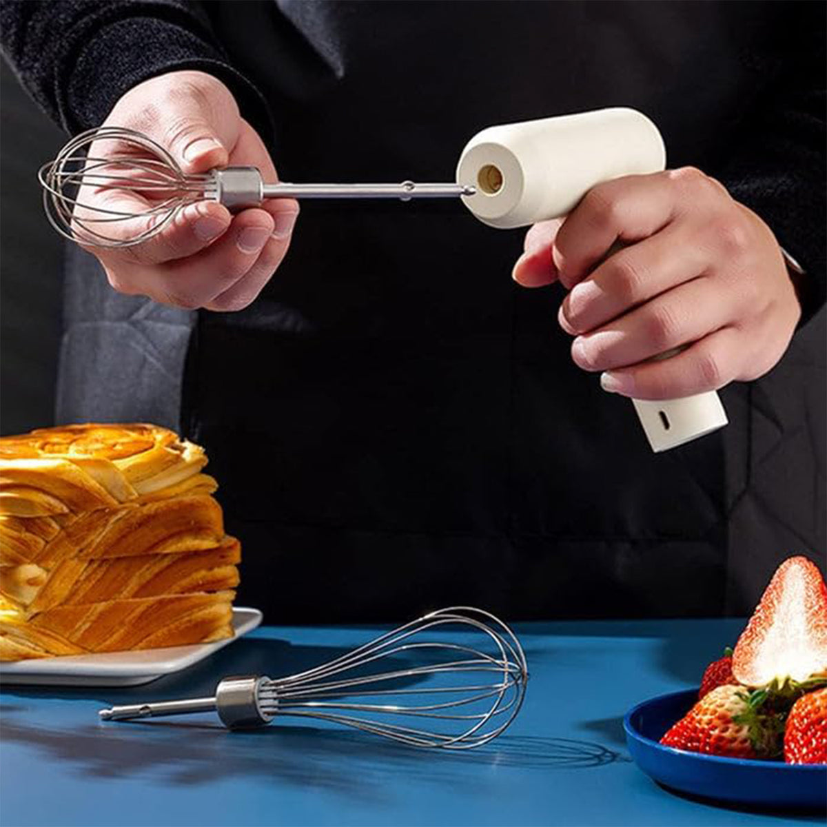 Cordless Electric Whisk & Egg Beater - (1 Pc) Detachable Balloon Whisk | One-Touch Multi-Speed | Quiet High-Torque Motor