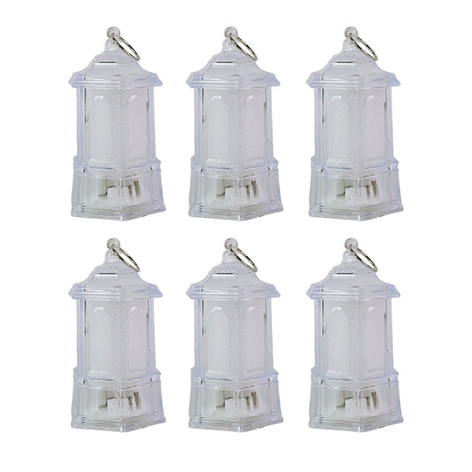 Set of 6 LED Hanging Lantern Style Decorative Flameless Candles Battery Operated Warm White Lamps for Home Decor Festivals Weddings Parties and Mandir Decoration